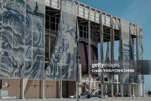 The outside cover of the Olympic Aquatic Stadium is falling off just six months after the Rio 2016 Olympic Games, at Olympic Park, which opens to the...