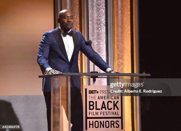 Actor Morris Chestnut speaks onstage during BET Presents the American Black Film Festival Honors on February 17, 2017 in Beverly Hills, California.