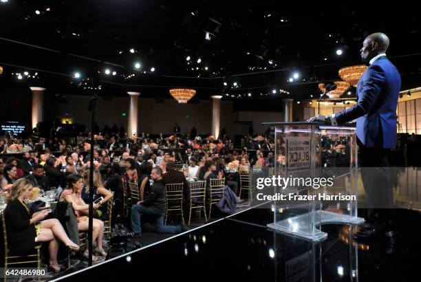 Actor Morris Chestnut speaks onstage during BET Presents the American Black Film Festival Honors on February 17, 2017 in Beverly Hills, California.