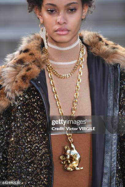 Model walks the runway at the Marc Jacobs Ready to Wear Fall Winter 2017-2018 fashion show on February 16, 2017 in New York City.