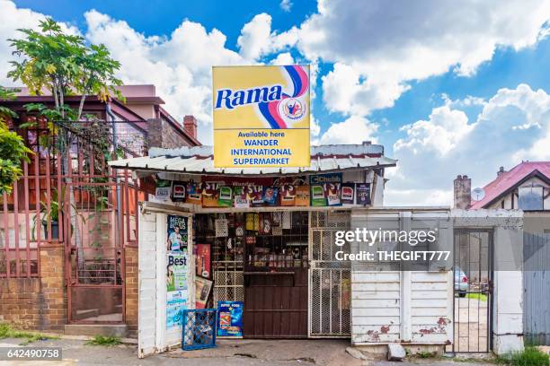 spaza shop or grocery store in troyville - spaza shop stock pictures, royalty-free photos & images