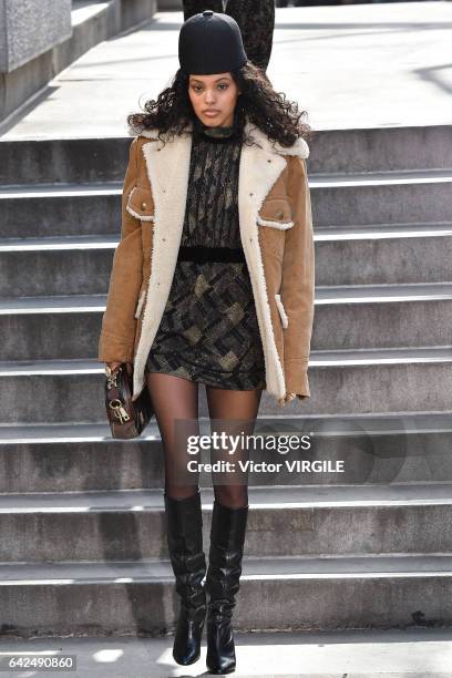 Model walks the runway at the Marc Jacobs Ready to Wear Fall Winter 2017-2018 fashion show on February 16, 2017 in New York City.