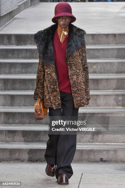 Model walks the runway at the Marc Jacobs Ready to Wear Fall Winter 2017-2018 fashion show on February 16, 2017 in New York City.