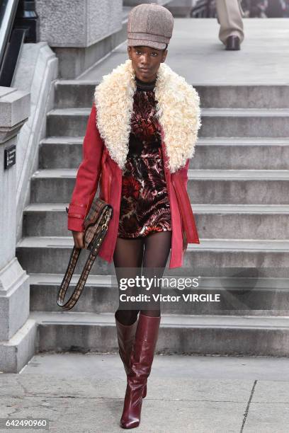 Model walks the runway at the Marc Jacobs Ready to Wear Fall Winter 2017-2018 fashion show on February 16, 2017 in New York City.