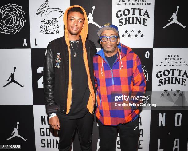 Spike Lee and his son Jackson Lee attend Jordan Brand: 2017 All-Star Party at Seven Three Distilling Co. On February 17, 2017 in New Orleans,...