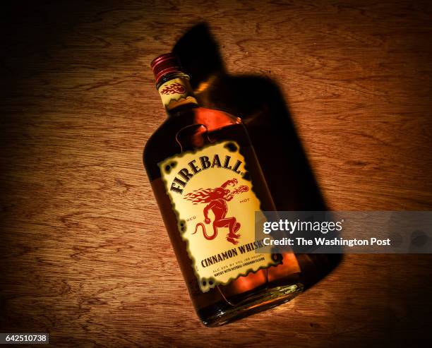 Bottle of Fireball cinnamon whisky, rapidly becoming a most popular choice, on February 2017 in Washington, DC.