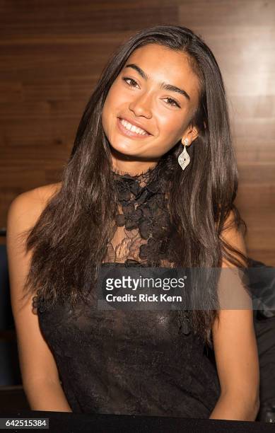 Swimsuit model Kelly Gale signs autographs during the VIBES by Sports Illustrated Swimsuit 2017 launch festival on February 17, 2017 in Houston,...