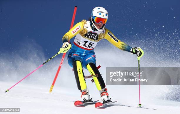 Maria Pietilae-Holmner of Sweden competes in the Women's Slalom during the FIS Alpine World Ski Championships on February 18, 2017 in St Moritz,...