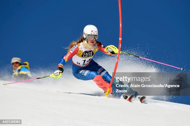 Resi Stiegler of USA competes during the FIS Alpine Ski World Championships Women's Slalom on February 18, 2017 in St. Moritz, Switzerland