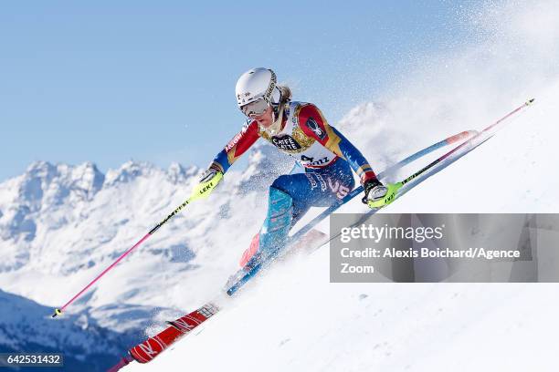 Resi Stiegler of USA competes during the FIS Alpine Ski World Championships Women's Slalom on February 18, 2017 in St. Moritz, Switzerland