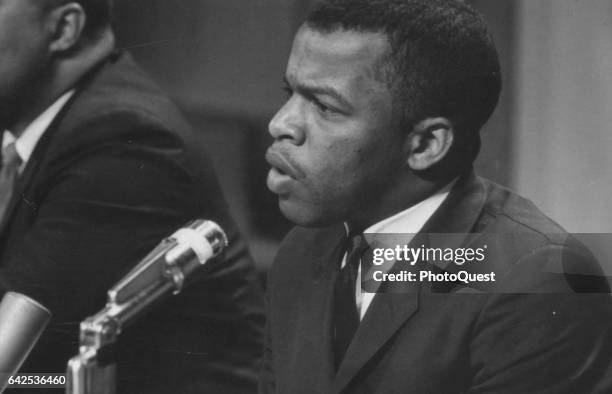 American politician and Civil Rights leader John Lewis speaks at a meeting of the American Society of Newspaper Editors, Washington DC, April 16,...