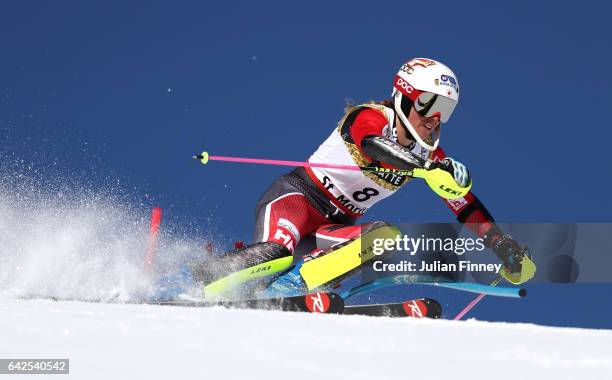 Marie-Michele Gagnon of Canada competes in the Women's Slalom during the FIS Alpine World Ski Championships on February 18, 2017 in St Moritz,...