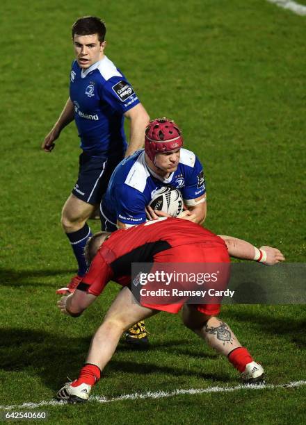 Dublin , Ireland - 17 February 2017; Josh van der Flier of Leinster is tackled by Murray McCallum of Edinburgh during the Guinness PRO12 Round 15...