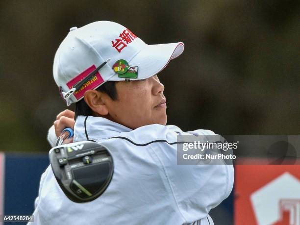 Peiyn Chien of Taipei on the 2nd tee during round three of the ISPS Handa Women's Australian Open at Royal Adelaide Golf Club on February 18, 2017 in...