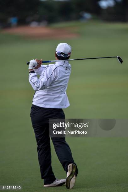 Peyun Chien from Taipei on the 2nd fairway during round three of the ISPS Handa Women's Australian Open at Royal Adelaide Golf Club on February 18,...