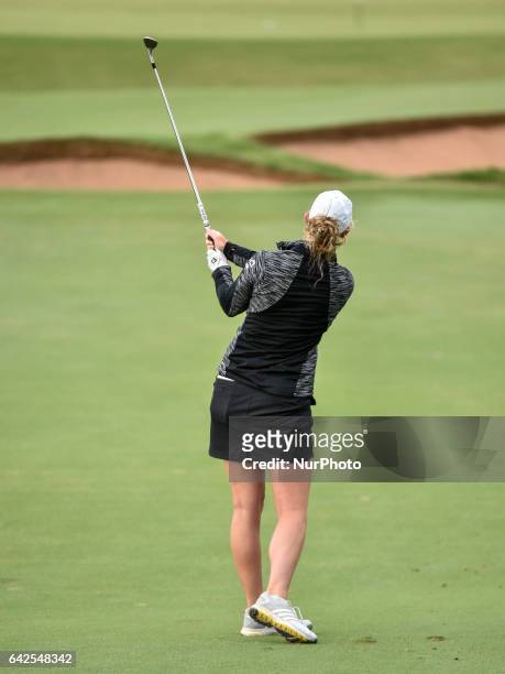 Amy Anderson of the USA on the 2nd fairway during round three of the ISPS Handa Women's Australian Open at Royal Adelaide Golf Club on February 18,...