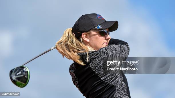 Austin Ernst of the USA on the 8th tee during round three of the ISPS Handa Women's Australian Open at Royal Adelaide Golf Club on February 18, 2017...