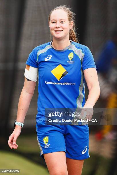 Lauren Cheatle during a Southern Stars training session at Melbourne Cricket Ground on February 18, 2017 in Melbourne, Australia.