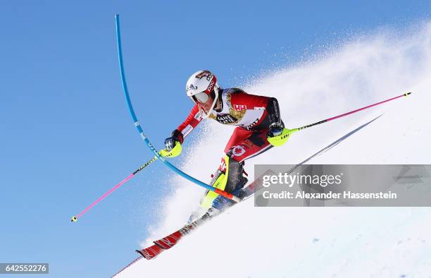 Marie-Michele Gagnon of Canada competes in the Women's Slalom during the FIS Alpine World Ski Championships on February 18, 2017 in St Moritz,...