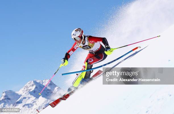 Marie-Michele Gagnon of Canada competes in the Women's Slalom during the FIS Alpine World Ski Championships on February 18, 2017 in St Moritz,...