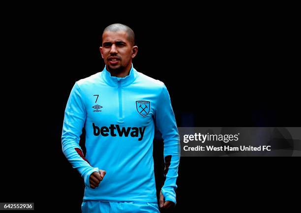 Sofiane Feghouli of West Ham United makes his way out of the tunnel during West Ham United training camp on February 18, 2017 in Dubai, United Arab...