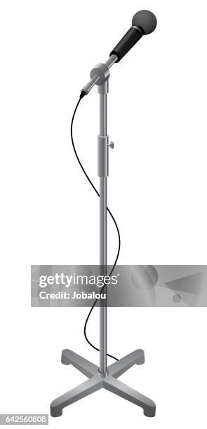 mikrofon-tischstativ clipart - microphone stand stock-grafiken, -clipart, -cartoons und -symbole