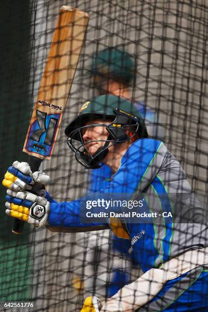 Alex Blackwell hits the ball during a Southern Stars training session at Melbourne Cricket Ground on February 18, 2017 in Melbourne, Australia.