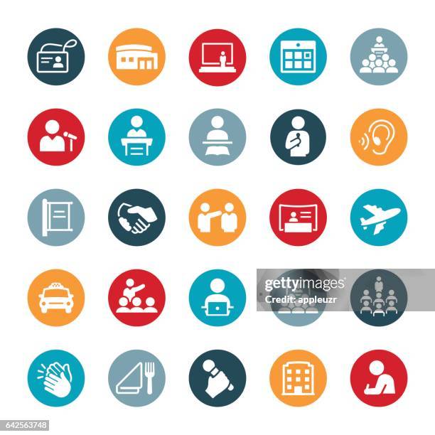 convention icons - business conference stock illustrations