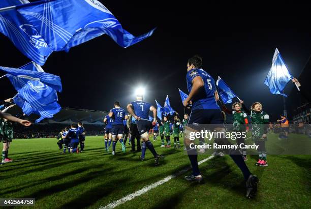 Dublin , Ireland - 17 February 2017; Mike McCarthy of Leinster runs out ahead of the Guinness PRO12 Round 15 match between Leinster and Edinburgh at...