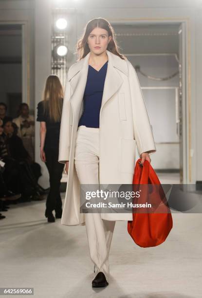Model walks the runway at the Jasper Conran show during the London Fashion Week February 2017 collections on February 18, 2017 in London, England.