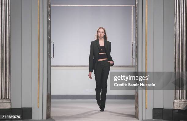 Model walks the runway at the Jasper Conran show during the London Fashion Week February 2017 collections on February 18, 2017 in London, England.