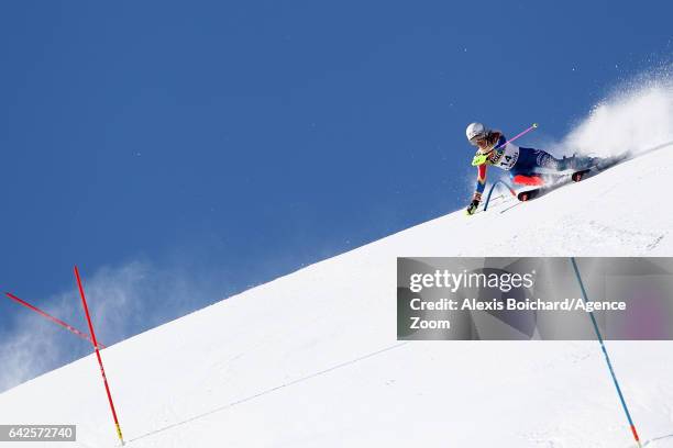 Resi Stiegler of USA in action during the FIS Alpine Ski World Championships Women's Slalom on February 18, 2017 in St. Moritz, Switzerland