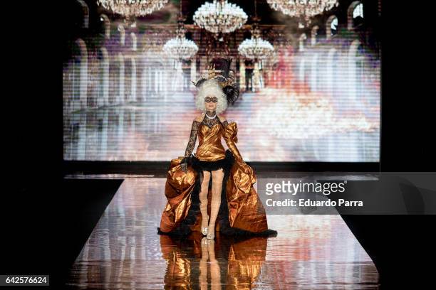 Actress Victoria Abril walks the runway at the Andres Sarda show during the Mercedes-Benz Madrid Fashion Week Autumn/Winter 2017 at Ifema on February...