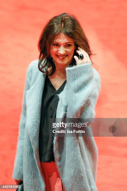 German actress Iris Berben attends the 'Logan' premiere during the 67th Berlinale International Film Festival Berlin at Berlinale Palace on February...
