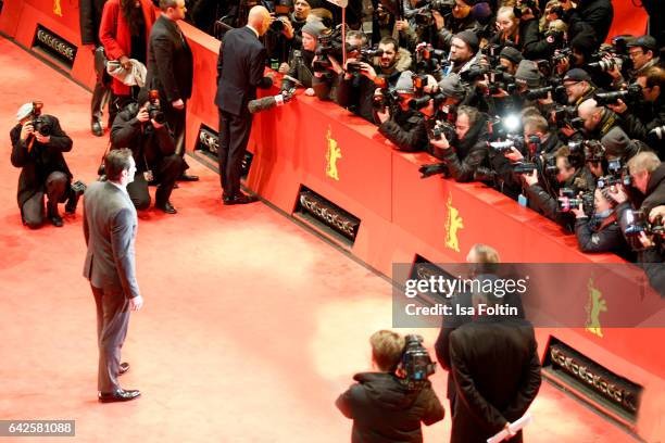 Australian actor Hugh Jackman attends the 'Logan' premiere during the 67th Berlinale International Film Festival Berlin at Berlinale Palace on...