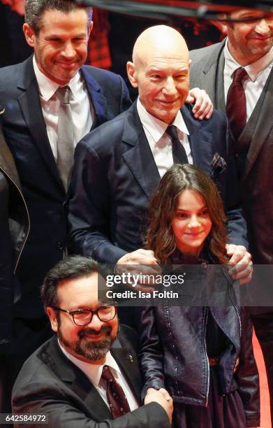 Director James Mangold, producer Simon Kinberg, british actor Patrick Stewart and british-spanish actress Dafne Keen attend the 'Logan' premiere...