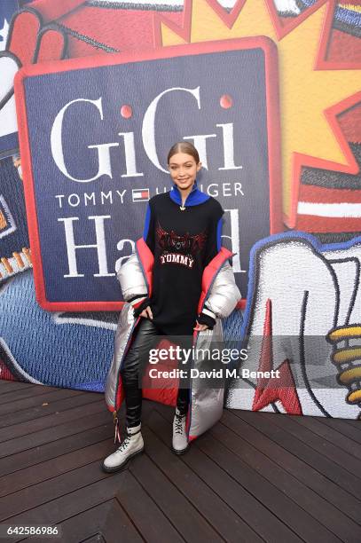 Gigi Hadid attends as model Gigi Hadid launches her spring 2017 TommyXGigi capsule collection designed with Tommy Hilfiger at the Tommy Hilfiger...