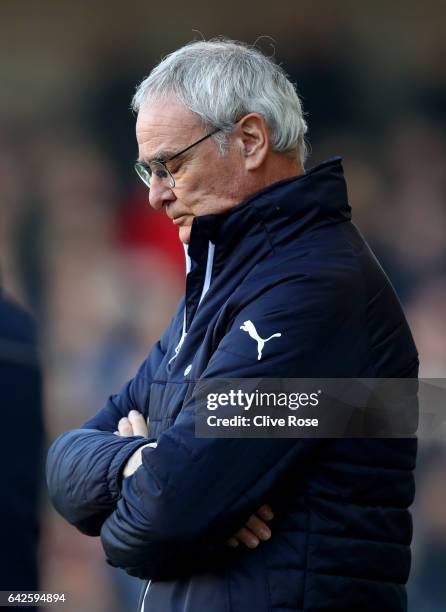 Claudio Ranieri, Manager of Leicester City is dejected during The Emirates FA Cup Fifth Round match between Millwall and Leicester City at The Den on...