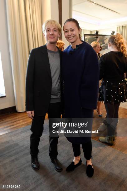 Creative director Dominic Jones poses with Chief Executive of the British Fashion Council Caroline Rush during the Astley Clarke AW17 Presentation...