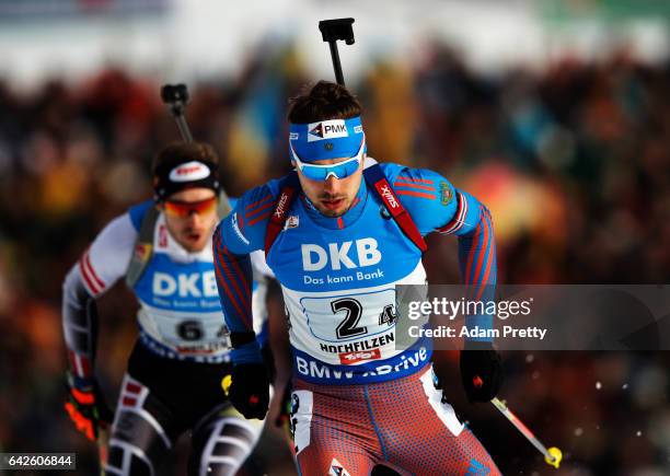 Anton Shipulin of Russia in action during the Men's 4x 7.5km relay competition of the IBU World Championships Biathlon 2017 at the Biathlon Stadium...