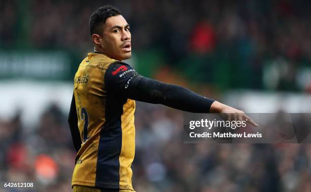 Tusi Pisi of Bristol in action during the Aviva Premiership match between Leicester Tigers and Bristol Rugby at Welford Road on February 18, 2017 in...