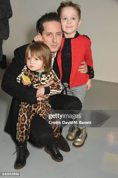 Carl Barat, Ramone Barat and Eli Barat attend Nickelodeon's SpongeBob Gold launch party at LFW in collaboration with the LFW Design collective: Pete...