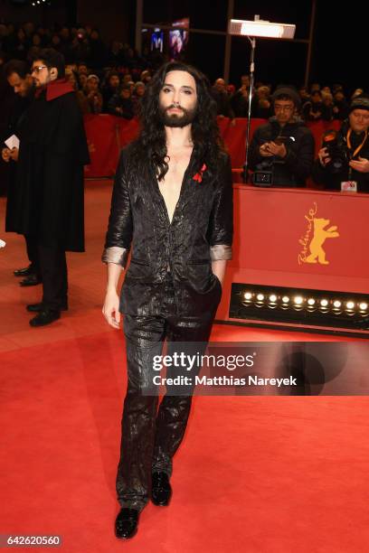 Singer Conchita Wurst arrives for the closing ceremony of the 67th Berlinale International Film Festival Berlin at Berlinale Palace on February 18,...