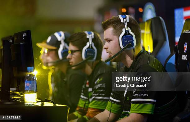 Sports player Ian Porter, gamertag "Crimsix" of the OpTic Gaming's team, competes a video game "Call of Duty" developed by Infinity Ward and...