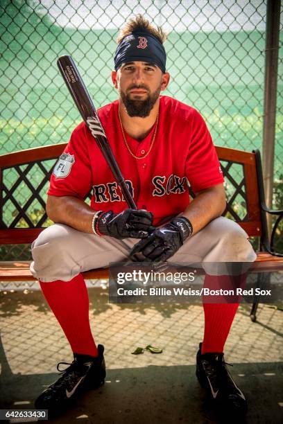 Deven Marrero of the Boston Red Sox poses in the batting cage during a team workout on February 18, 2017 at Fenway South in Fort Myers, Florida .