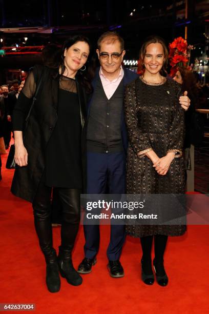 Glashuette Original Documentary jury members Laura Poitras, Samir and Daniela Michel arrive for the closing ceremony of the 67th Berlinale...