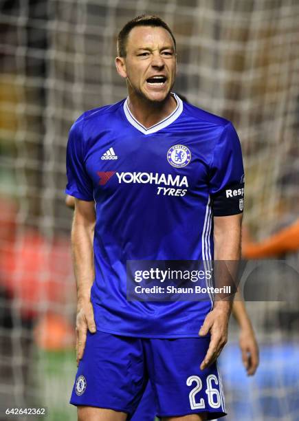 John Terry of Chelsea reacts during The Emirates FA Cup Fifth Round match between Wolverhampton Wanderers and Chelsea at Molineux on February 18,...