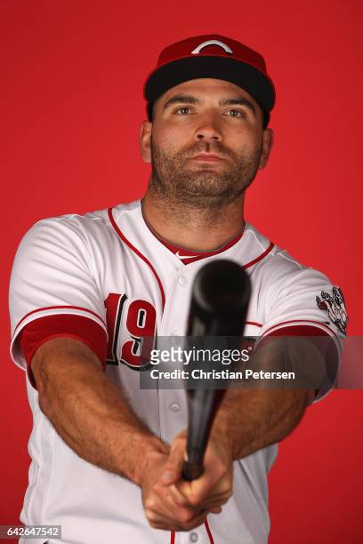 Joey Votto of the Cincinnati Reds poses for a portait during a MLB photo day at Goodyear Ballpark on February 18, 2017 in Goodyear, Arizona.