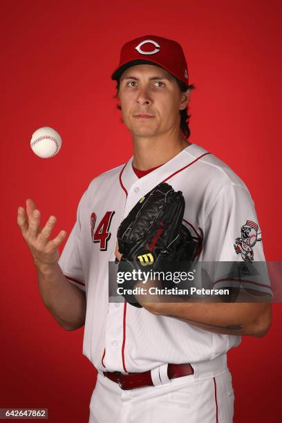 Pitcher Homer Bailey of the Cincinnati Reds poses for a portait during a MLB photo day at Goodyear Ballpark on February 18, 2017 in Goodyear, Arizona.