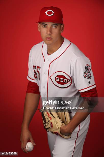 Pitcher Robert Stephenson of the Cincinnati Reds poses for a portait during a MLB photo day at Goodyear Ballpark on February 18, 2017 in Goodyear,...